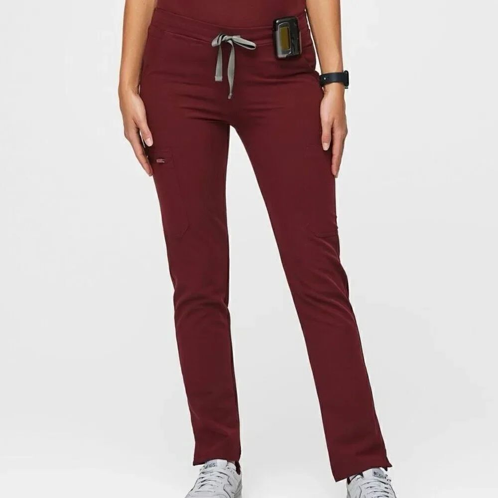 Figs Yola Skinny Scrub Pants Burgundy